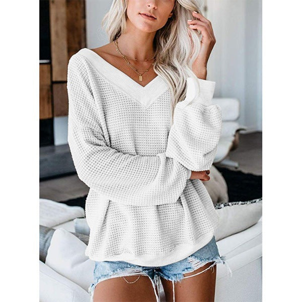 Eleganter Damen Strickpullover mit V-Ausschnitt