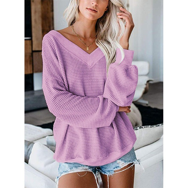 Eleganter Damen Strickpullover mit V-Ausschnitt